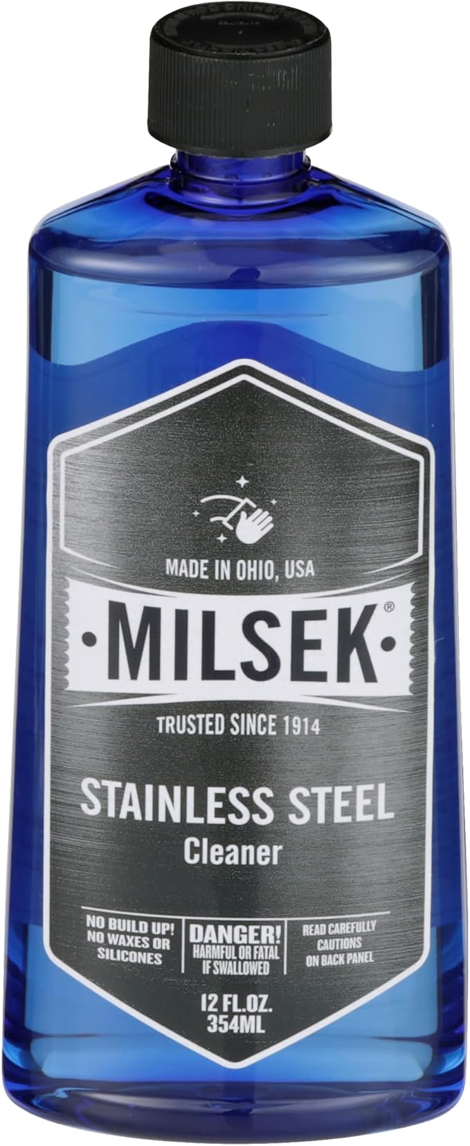 Milsek Stainless Steel Cleaner - Multipurpose Cleaning Supplies for Home and Kitchen Appliances, Sink, Stovetop, Dishwasher, Microwaves and Refrigerators - 12 Fl Oz (Pack of 12)