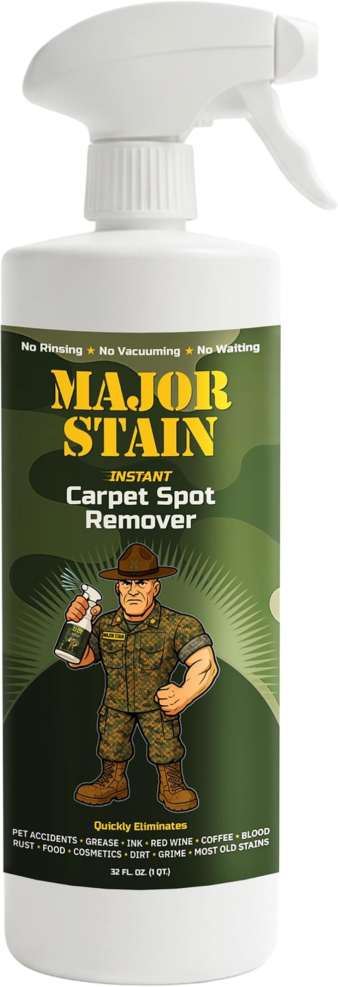 Major Stain Carpet Stain Remover Spray – 32oz – Powerful Carpet Cleaner Spray & Spot Remover for Carpet, Upholstery & Rugs – Removes Wine, Coffee, Grease & Food Stains – Fragrance Free