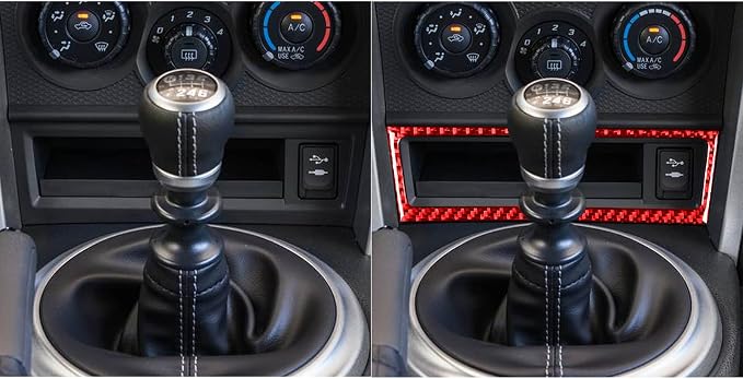 Car Decals Storage Box Glove Box Trim Stickers Interior Compatible with Scion FR-S 2013 2014 2015 2016 / Toyota 86 2017 2018 2019 2020 Red Real Carbon Fiber Accessories