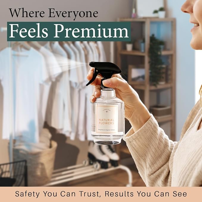 Chakra Freshener Fabric Spray - Long-Lasting Multi-Purpose Laundry Scent for Bedding, Clothes & Home Fabric Deodorizer, Luxury Room Deodorizer, Linen Spray w/Trigger, 16.9 fl oz, Natural Flowers