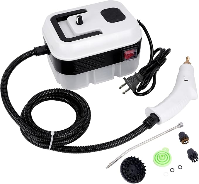 Foandbevi 1200W Handheld Steam Cleaner with 6 Adjustable Levels, 105℃ High-Pressure Portable Steam Cleaning Machine for Car Detailing, Tile Grout, Couch, Mattress, Bed & Home - 6 in 1 Attachments