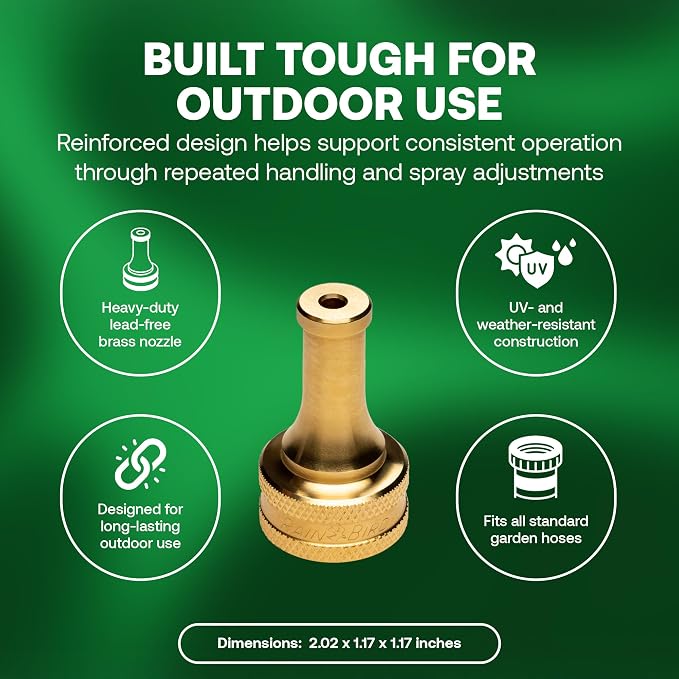 Rain Bird HENZLB2JET 2-Inch Lead-Free Brass Jet Hose End Nozzle - High Pressure Garden Hose Sprayer with Focused Jet Stream, Durable Brass Construction, 3/4 in GHT Connection for Outdoor Cleaning