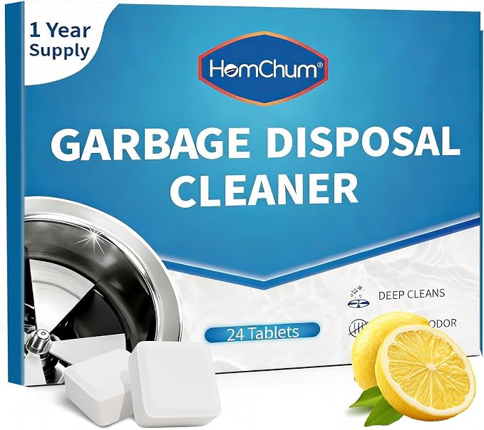 Garbage Disposal Cleaner and Deodorizer Tablets 24 Pack, 1 Year Supply, Lemon Scent Foaming Disposal Cleaner, Sink Cleaner