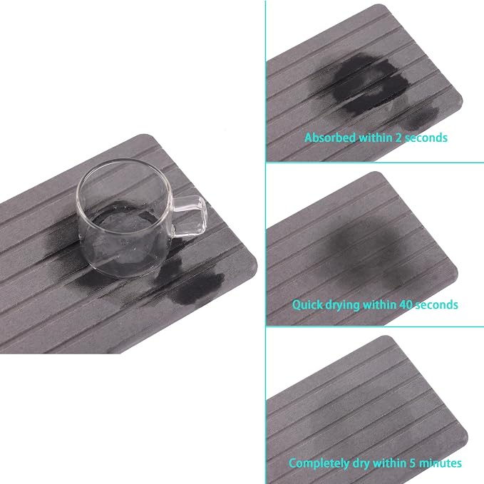 NiuYichee 2 PCS Water Absorbent diatomite Coasters, 9.5" x 5.5" Water Absorbing Stone Tray for Sink, Stone Drying mat for Kitchen Counter, Stone soap Tray Used for Hand Soaps & toiletries & Plants