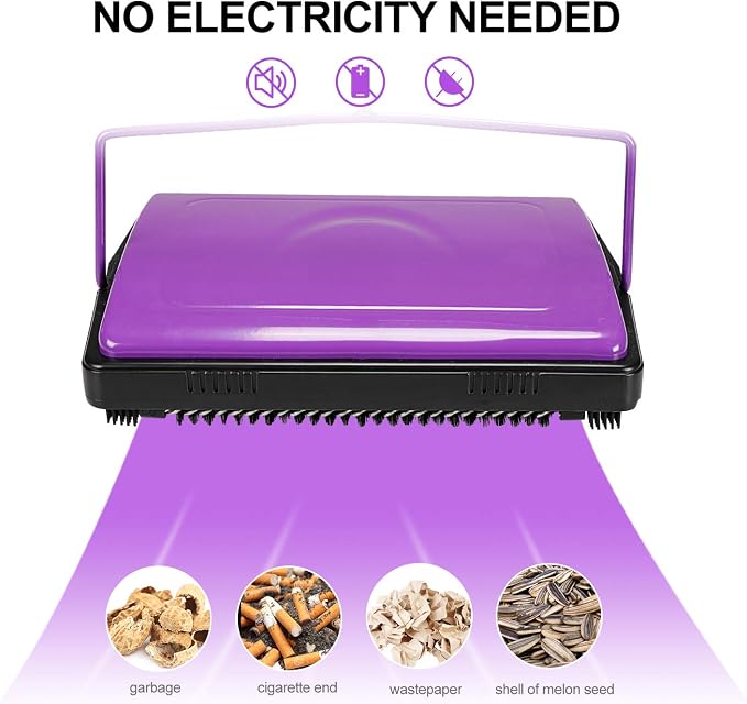 Yocada Carpet Sweeper Cleaner Manual Household Sweeper Lightweight | Hand Push Non-Electric for Home Office Low&Undercoat Carpets Rugs Pet Hair Dust Scraps Paper Rubbish Cleaning with a Brush