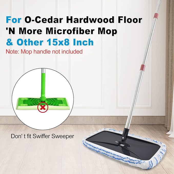 4 Pack Mop Heads Replacements for Ocedar Hardwood Floor 'N More Microfiber Mops,Terry Cloth Mops Refills 15 x 8 Flat Dust Mop Pads for O Cedar mop,Washable&Reusable Mopping Pads (Handle Not Included) | Wet and Dry