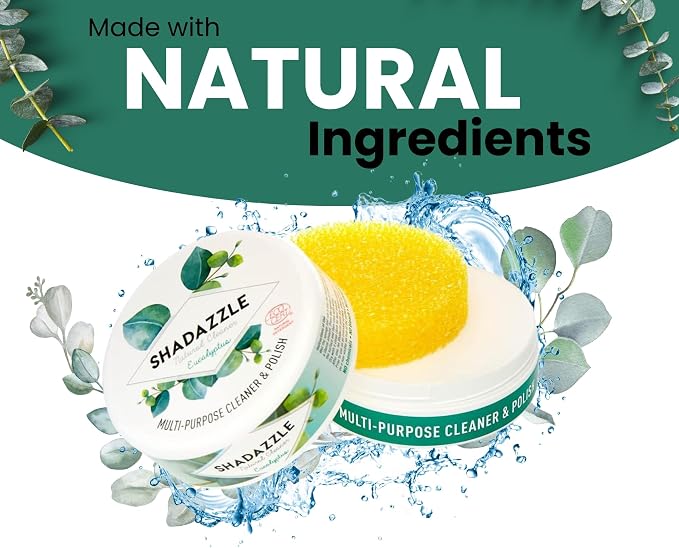 Shadazzle Natural All Purpose Cleaner and Polish, 2 Pack Eucalyptus Scent | Clean & Polish Surfaces, All Natural Ingredients, Easy to Rinse, For Kitchen, Bathroom, Tiles, Glass, Sink, Stainless Steel