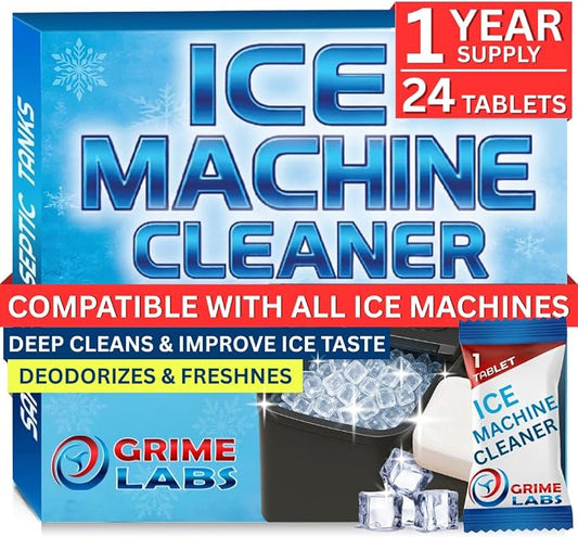 Ice Machine Cleaner Tablets Descaler – 24 Pack (1 Year Supply) – Nickel-Safe, Removes Mold & Improves Taste – Compatible with Countertop & Nugget Ice Makers