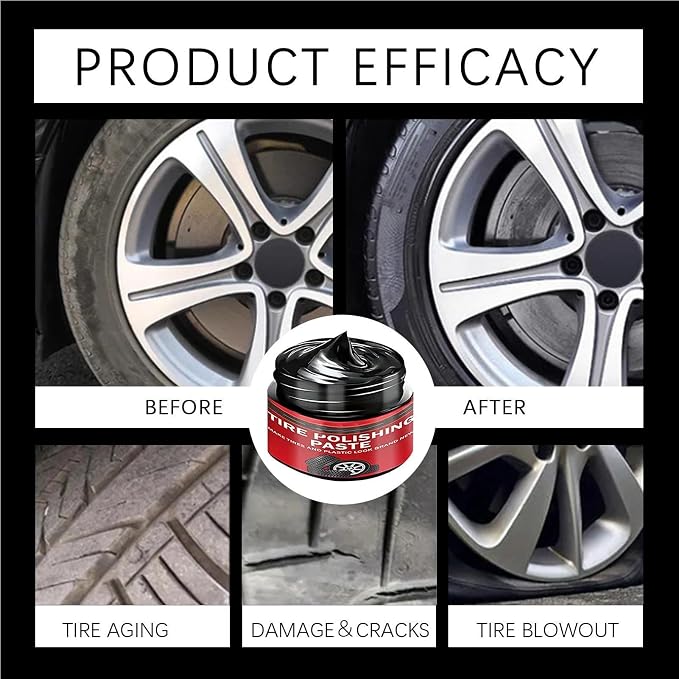 Tire Polishing Paste Rapid – Acting Deep Nourishing, Auto Black Trim Restorer, Wheels Seats Door Seals Bumpers | Wheels Seats Door Seals Bumpers Cars Trucks Sedans RVs SUV Motorcycles
