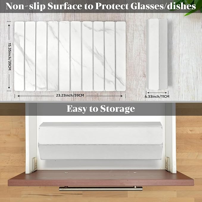 Large Stone Dish Drying Mats for Kitchen Counter, Quick Dry Dish Drying Mats, Foldable Absorbent Diatomaceous Earth Mats for Dishes Cups, Match Any Countertop (24"×16" & 8"x4" White Marble )