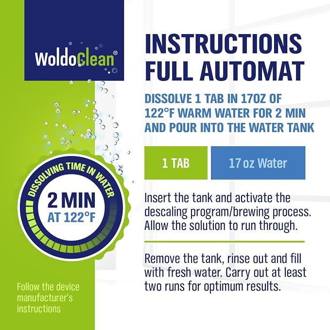 WoldoClean XL Coffee Maker Cleaner & Descaler Tablets - 40 Heavy Duty 16g Tabs, Limescale Remover compatible with Keurig K-Cup, Nespresso Vertuo & Ninja