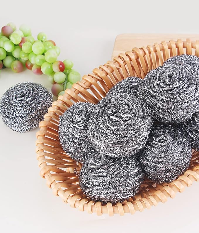 Steel Wool Scrubber - Steel Wool for Cleaning Dish Pots Pans Grills Stainless Steel Scrubber for Kitchen Sinks Cleaning Pads Metal Scrubber (24)