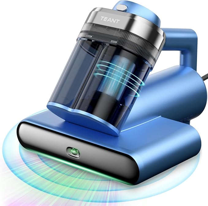 Teant Bed Mattress Vacuum, 18 kPa & Green Light Dust Detection, MV-Grey | 2-Speed Bed Vacuum Cleaner with 253.7nm UV-C & Ultrasonic, LED Display, 149℉ Heat, HEPA, Aroma & Anion for Bed Sofa Pet Hair