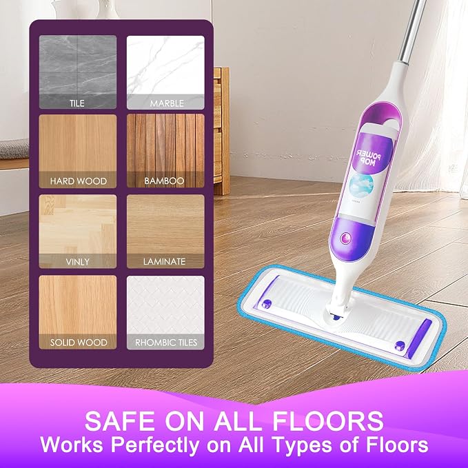 Reusable Power Mop Refill Pads for Swiffer Power Mop Starter Kit | Swifter Powermop Pads Refills - Multi-Surface & Wood Mopping Pad Refill for Floor Cleaning - Washable Microfiber Pad, 4 Pack