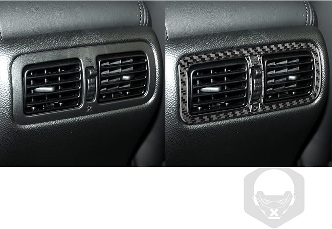 Real Carbon Fiber Trim for Infiniti Accessories | for G35 G37 X S 2007-2010 Center Console Armrest Rear Air Vent Outlet Frame Interior Thick Overlay Decal - A