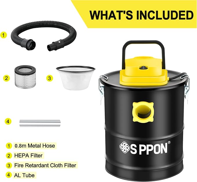 Ash Vacuum Cleaner, Pellet Stove Vacuum Cleaner with Wheeled Base & Blower Function, 800W Powerful Suction 2.6 Gallon All-in-One Ash Vacuum for Fireplaces, Pellet Stoves
