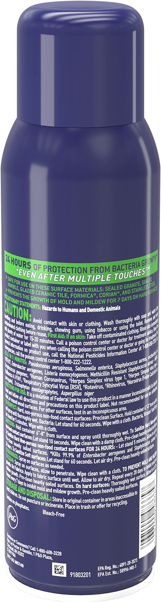 Microban 24 Hour Disinfectant Sanitizing Spray, Fresh Scent, 15oz