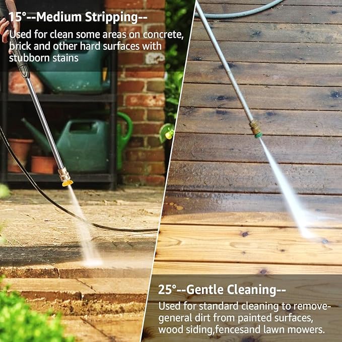 Pressure Washer Nozzle Tips 4500 PSI, Multiple Degrees,3.5GPM, 5Pcs | Pressure Washer Spray Nozzle Tips, 1/4 In Quick Connect, 0° 15° 25° 40° Soap Tip for Cleaning Car, Garden Road, Watering