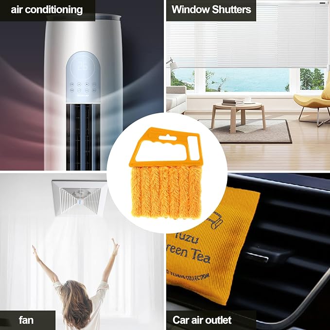 Mwellewm 2Pcs Window Venetian 7 Finger Dusting Cleaner Tool and 1Pc Window Blind Cleaner Duster Brush Hand-Held Window Shutters Venetian Shades Brush for Air Conditioner Duster Dirt