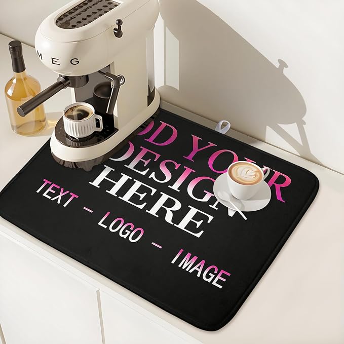 Custom Personalized Dish Drying Mat 18x24 Inch Customized Drying Mats with Picture Text for Kitchen Counter Custom Image Microfiber Absorbent Dishes Pad for Travel Festivals Family Memories Home Decor