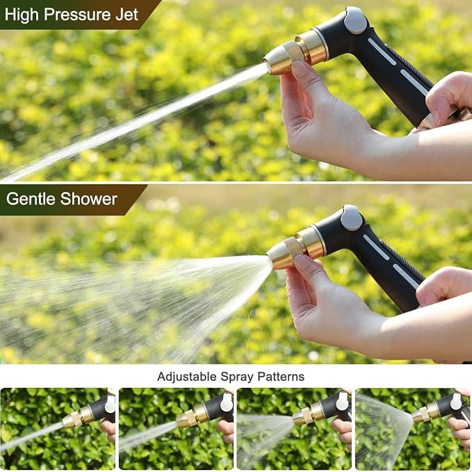 FANHAO Metal Thumb Control Adjustable Nozzle, High Pressure Garden Sprayer | Rustproof Hose Nozzle Heavy Duty, Non-Slip Ergonomic Grip, Elder & Child Friendly, Adjustable Patterns for Garden, Car, Pet