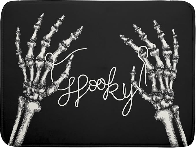 Halloween Dish Drying Mat for Kitchen Counter Spooky Skeleton Festival Microfiber Absorbent Dish Draining Reusable Washable Foldable Extra Large 18"x24"