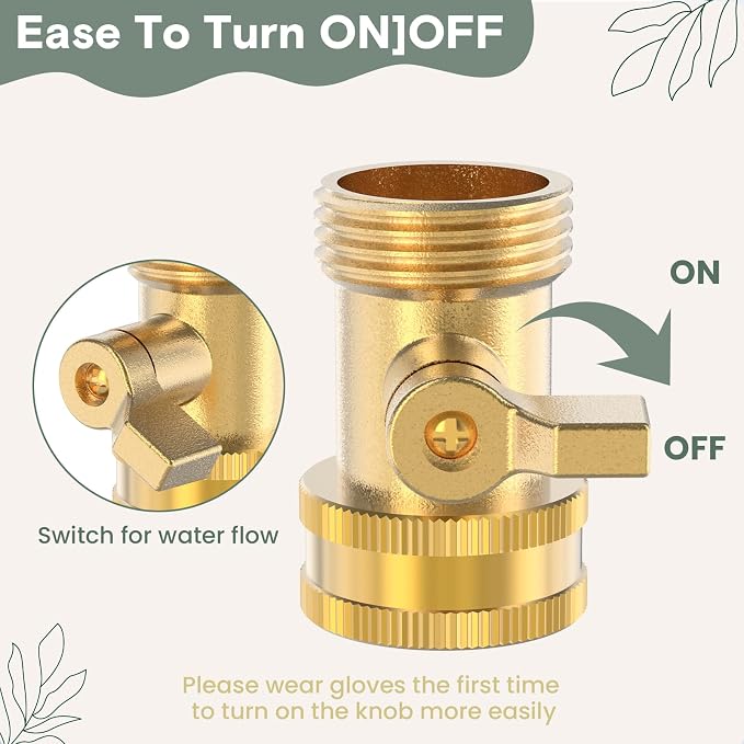 Twinkle Star Brass Hose Jet Nozzle with Garden Shut off Valve 4 Pack | 3/4" GHT High Pressure Hose Nozzle for Garden Hose & Car Wash, Extra 2 Rubber Washers