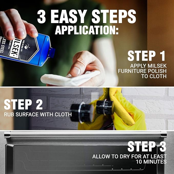 Milsek Stainless Steel Cleaner - Multipurpose Cleaning Supplies for Home and Kitchen Appliances, Sink, Stovetop, Dishwasher, Microwaves and Refrigerators - 12 Fl Oz (Pack of 1)