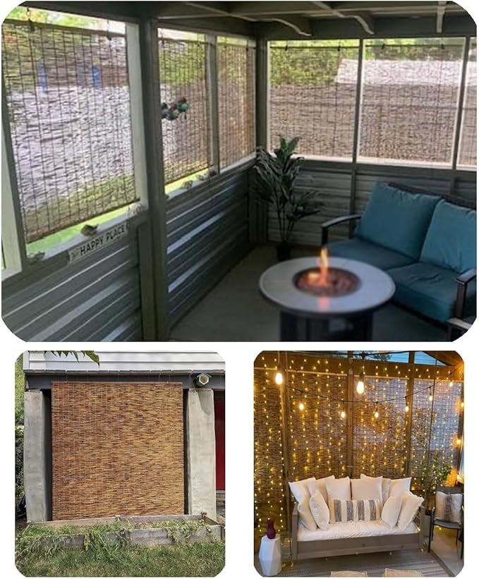 Bamboo Patio Shades Light Filtering Outdoor Roll Up Shades, Bamboo Porch Blackout Roller Blinds 36 48 72 84 62 inches Long Sunshade Window Treatment for Home Decor, Cordless(30" W x 36" H)