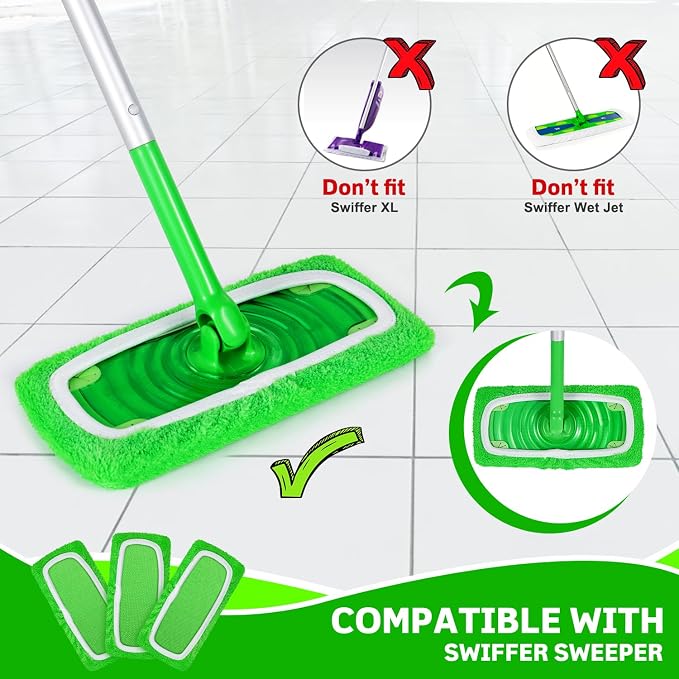 AmaVins 8Pk Reusable Microfiber Mop Pads for Swiffer Sweeper