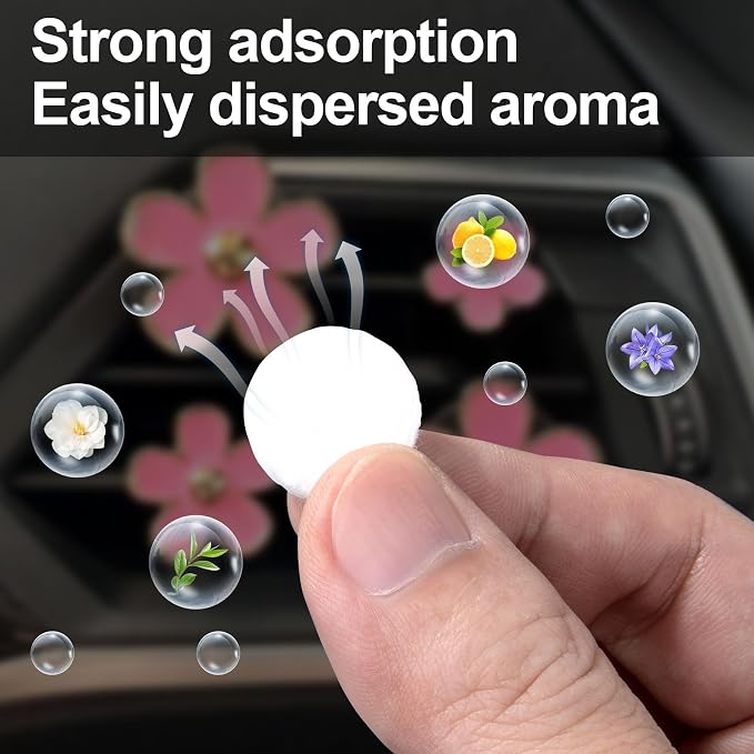 HINZIC 40Pcs Car Air Freshener Refill Felt Pads, 17.5MM/0.7inch Unscented White Air Freshener Replacement Pads Oil Perfumes Refill Tablets for Car Air Freshener Vent Clips Car Diffusers