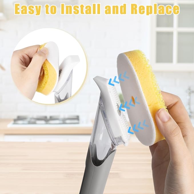 8 Packs Dish Wand Sponge Refills for Scrub Daddy Dish Daddy - Replacement Heads for Dish Sponges, Non Scratch Dish Washing Scrubbers, Ideal for Kitchen Cleaning, Yellow (Only Sponge Heads)