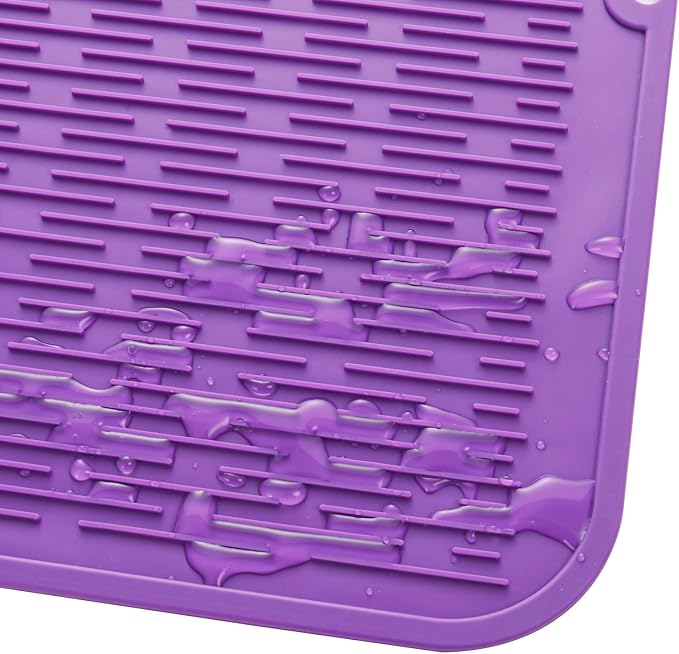 MicoYang Silicone Dish Drying Mat for Multiple Usage,Easy clean,Eco-friendly,Heat-resistant Silicone Mat for Kitchen Counter or Sink,Refrigerator or Drawer Liner Purple 3XL 28 inches x 18 inches