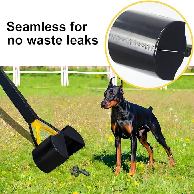 ienjoyed Dog Pooper Scooper for Large Medium & Small Dogs Heavy Duty,Long Handled Dog Poop Scooper for Grass,Durable Dog Poop Pick Up Tool (Yellow)