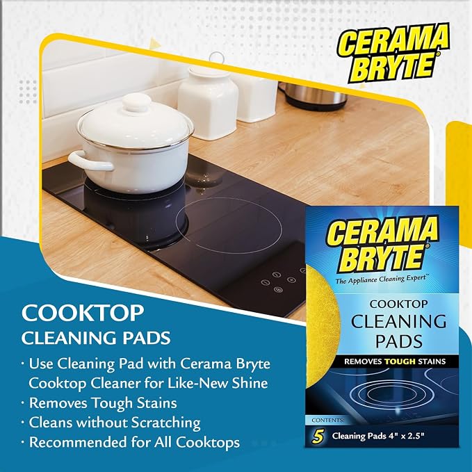 Cerama Bryte Cooktop Cleaning Pads, 50 Count for Glass-Ceramic Surfaces