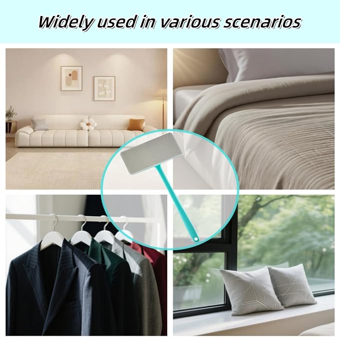 Window Screen and Track Cleaner Kit, with Mesh Screen Brush, 3 Groove Cleaning Brushes & 6 Reusable Pads for Sliding Door Tracks, Window Sills, Blinds, Vents - Detachable Pole