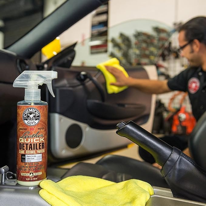 Chemical Guys, Leather Quick Detailer, Cleaner & Conditioner Spray, 16 oz | Quick spray cleans and conditions seats, furniture and apparel, safe on natural, synthetic and faux leather