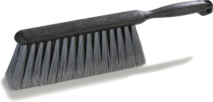 SPARTA Flo-Pac Bench Brush with Flagged Bristles, Small Counter Broom with Handle for Cleaning Smooth Surfaces, 8", 12 Count, Gray