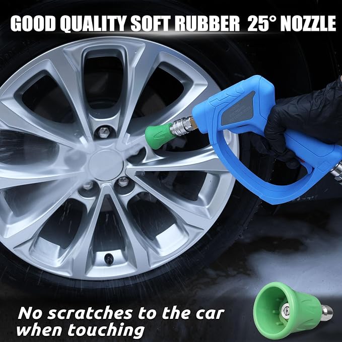 Short Pressure Washer Gun with 3/8" Swivel, 4080PSI | Stubby Power Washer Gun,with 25° Soft Pressure Washer Nozzle, M22-15mm & 3/8 Adapter for Car Washing