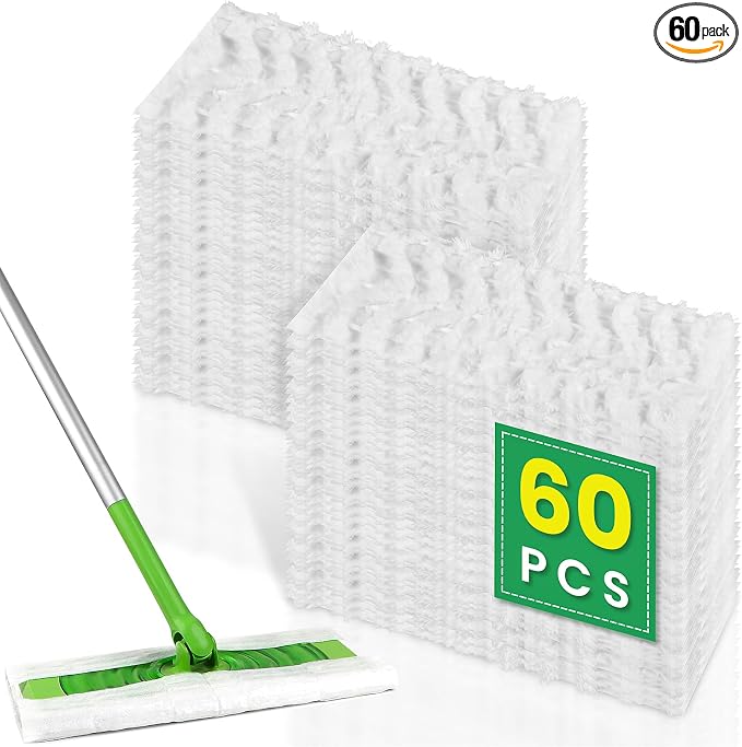 Pure Realm 60 Count Swiffer Dry Cloths Compatible with Swiffer Sweeper Mop | Deluxe 2-in-1 Floor Mopping and Limited Edition Pink Wicked, Cleaning Dust and Hair, for Swiffer Dry Sweeping Cloths
