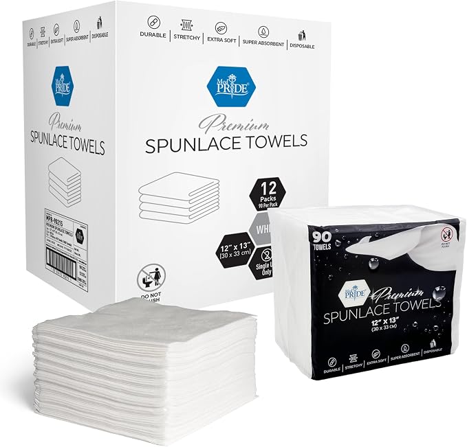 MED PRIDE Spunlace Towels 12x13 in,Soft,Lint-Free,Latex-Free,1080 Count