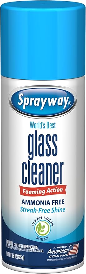 Sprayway Glass Cleaner Foaming Aerosol Spray, 15oz, Streakless, Fast-Acting | Cleans & Polishes Glass Surfaces | Fresh Scent, Removes Fingerprints, Dust, Dirt, Smoke Film,6 Count(Pack of 2)