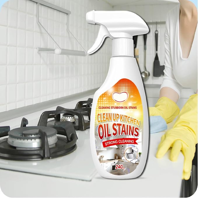New Upgrade Kitchen Cleaner, Clean Up Kitchen Oil Stains Spray, Heavy Duty Kitchen Degreaser & Cleaner for Multi-Surface Cookware & Countertop, Clean Up Kitchens Oil Stains(240ml/8.45oz)