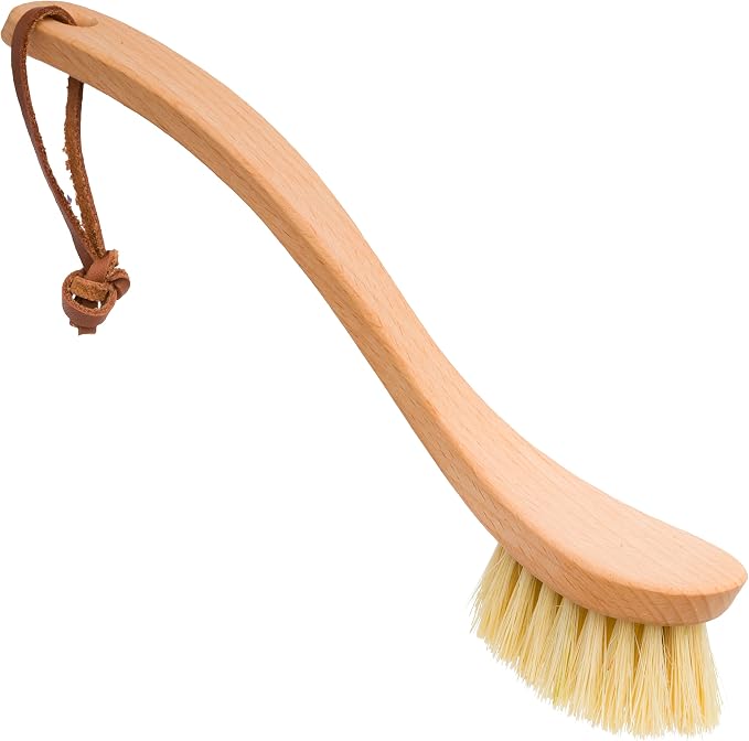 Redecker Dish Brush, Tampico Fiber, Curved Handle – Precision Head for Everyday Cleaning, Made in Germany