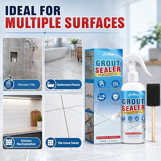 Grout Sealer, Waterproof Grout Sealant Spray, Tile Grout Sealer, Long Lasting Clear Grout Sealer for Shower Tile, Floors, Protect Marble, Ceramic and Granite Surface Grout Cleaner