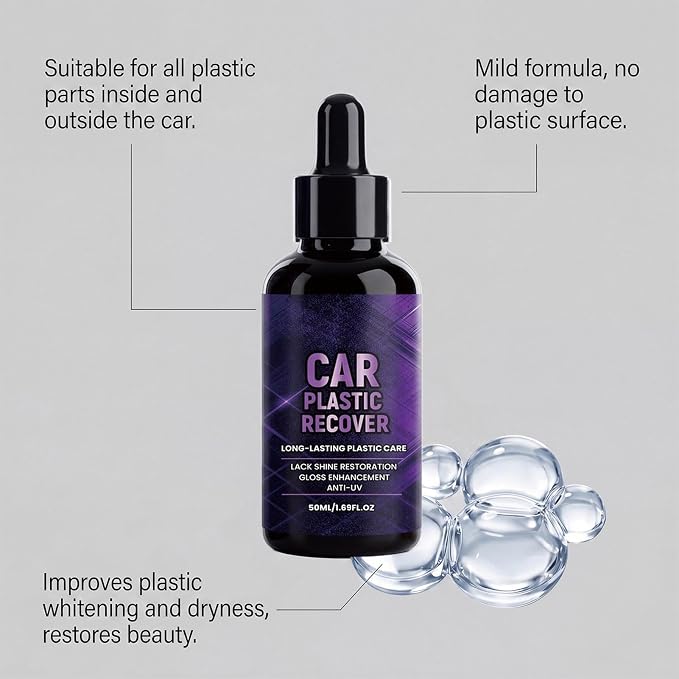 Vehicle Interior Cleaner 50ml High Gloss Long Lasting Fast Acting | Car Exterior Trim Restorer Polishing Agent for Detailing Maintenance Care Restoration Exterior Dashboard Headlight