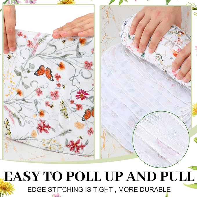 Reusable Cleaning Cloths Washable Cotton Kitchen Dish Towels for Home Party Supplies Bulk, 9.84x11.81in (36 Pack,Vintage Wildflower)