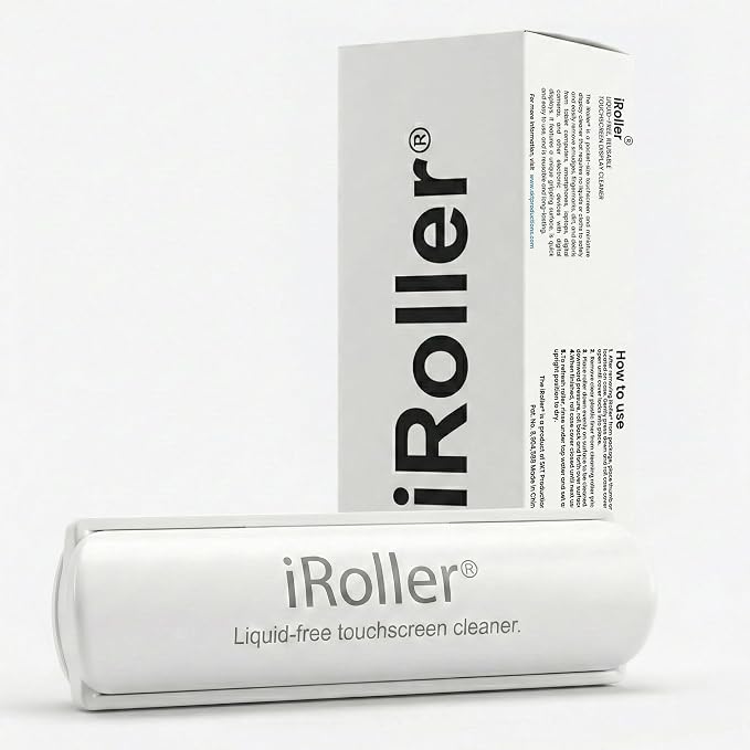 Screen Cleaner by iRoller - No Need for Spray or Wipes - Liquid Free iPad Screen Cleaner Roller Tool - Washable & Reusable - Phone Screen Cleaner Ideal for iPhone, Laptop, Computer Touchscreen - 3.5"