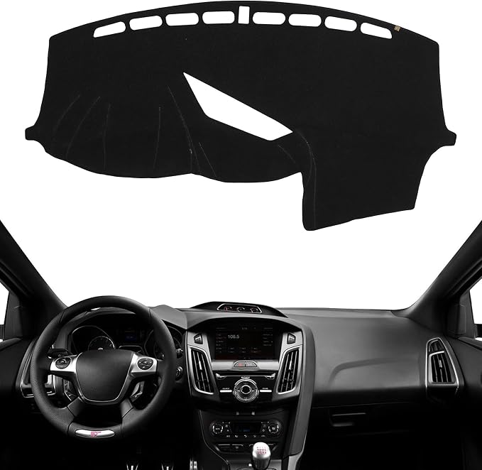 Dashboard Cover Dash Mat Fit for Fo-rd 2018-2013 Focus ST /2018-2016 Focus RS (Only Fit ST or RS Models),Car Dash Board Mat Anti-Glare Carpet,Non-Slip Pad Sunshield Protector (Black)