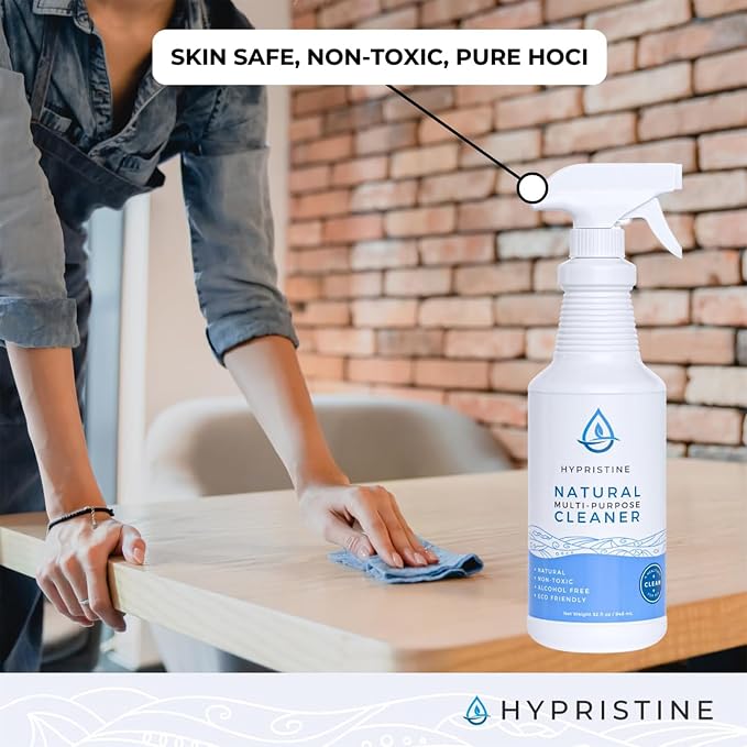 HYPRISTINE PURE Hypochlorous Acid Spray, Multi-Purpose Cleaner, Superior Shelf Life, 0% Bleach, 0% Alcohol, Food Contact Safe, Eliminate Non-Living Allergens, Remove Pet Odor, Clean Any Surface | 0% Bleach, 0% Alcohol, Food Contact Safe, Eliminate Non-...